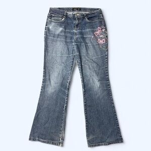 Y2K Floral Embroidered Flare Jeans by L.e.i.!